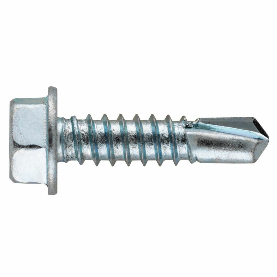 Hardware * | Hillman 1 / 4 In D Xl-Pak Zinc Hex Washer Head Self Drilling Screws, 41887, 3/4 In