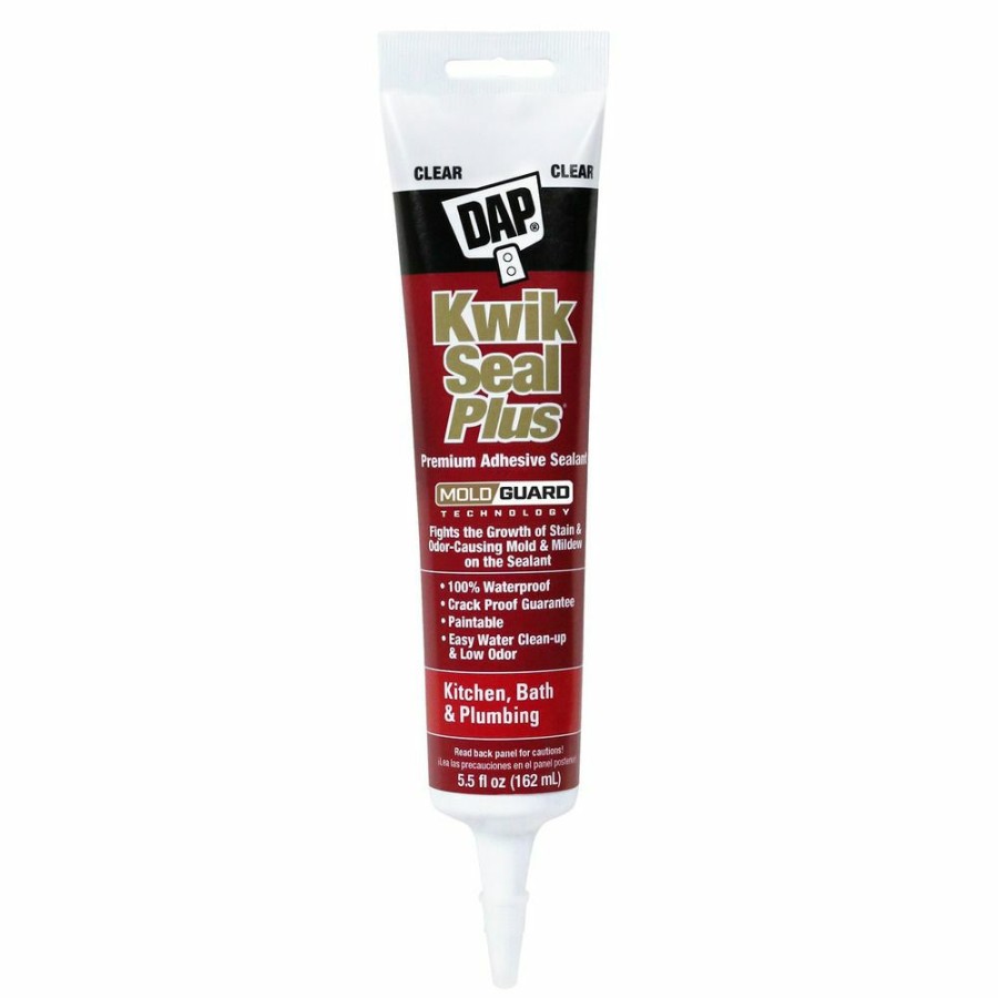 Tape & Adhesive * | Dap Kwik Seal Plus Kitchen & Bath Adhesive Sealant, 7079818546, Clear, 5.5 Oz