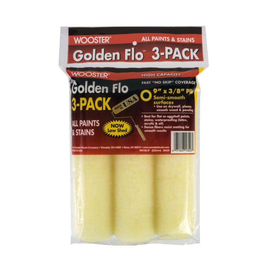 Paints & Stains * | Wooster Golden Flo 3/8 Inch Roller, 3-Pack, Rr726-9