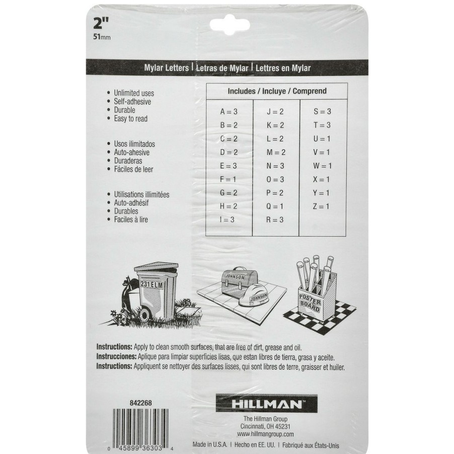 Hardware * | Hillman Square Cut Self Adhesive Letters, 842268, 2 In