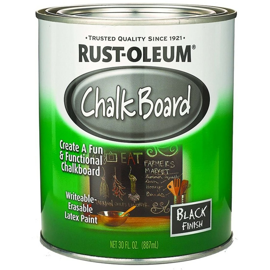 Paints & Stains * | Rust-Oleum Chalkboard Latex Paint, 206540W, Black, 30 Oz