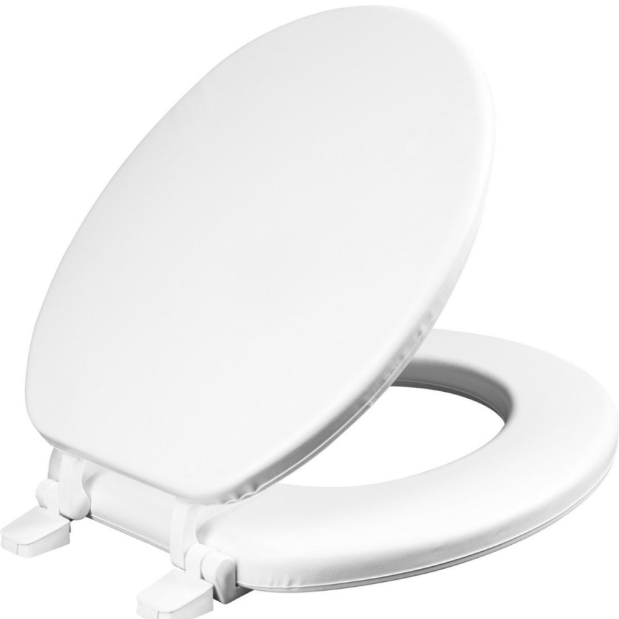 Plumbing * | Mayfair By Bemis Round Soft Toilet Seat In White With Solid Plastic Core With Top-Tite Hinge, 11-000/11A-0, White