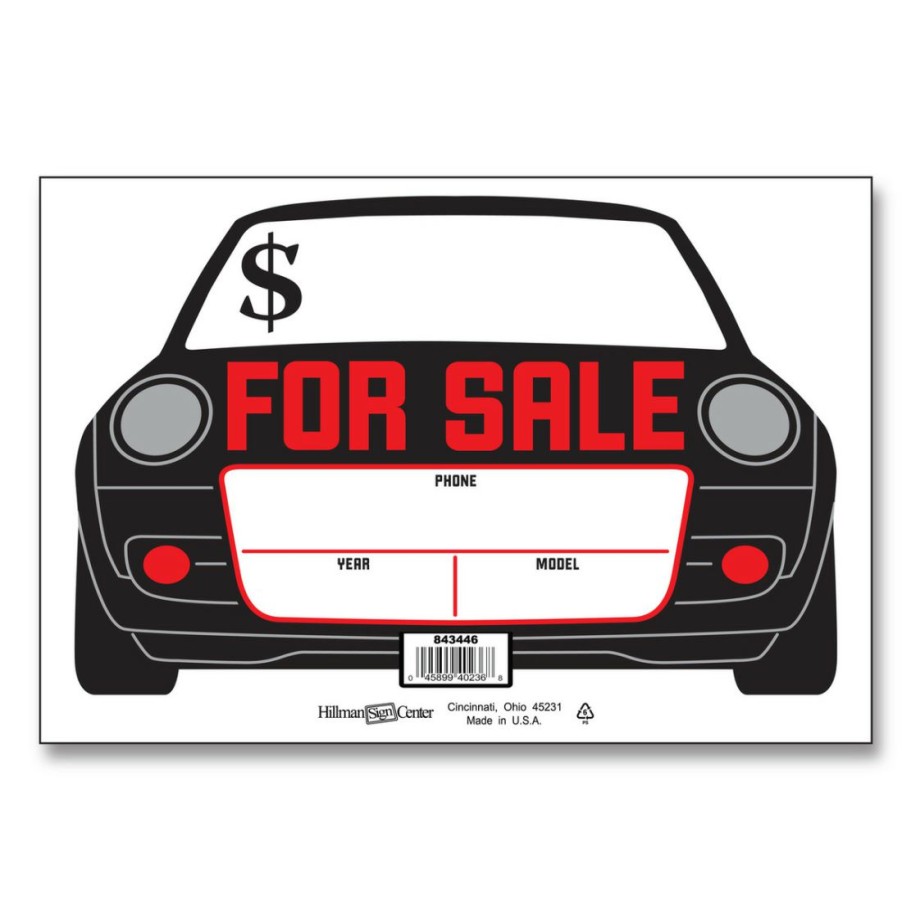 Hardware * | Hillman "Auto For Sale" Sign, 8 In X 12 In, 6-Pack, 843446