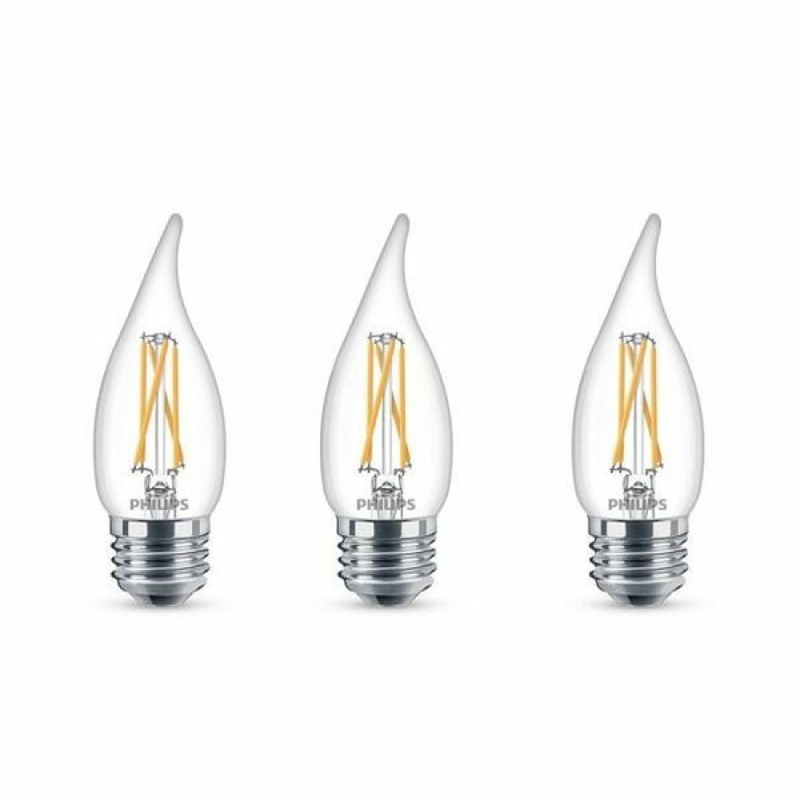 Paints & Stains * | Philips Led Candle Bulb, Dimmable, 5.5 Watt (60 Watt Equivalent), Soft White, 500 Lumens, Indoor-Outdoor, 3-, 540781