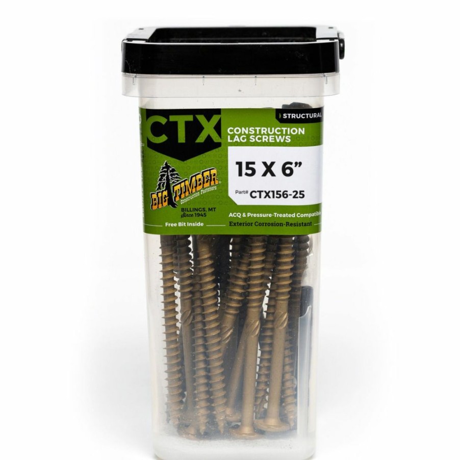 Hardware * | Big Timber Bronze T-30 Lag Screw, 25-Count Bucket, Ctx156-25, #15 X 6 In