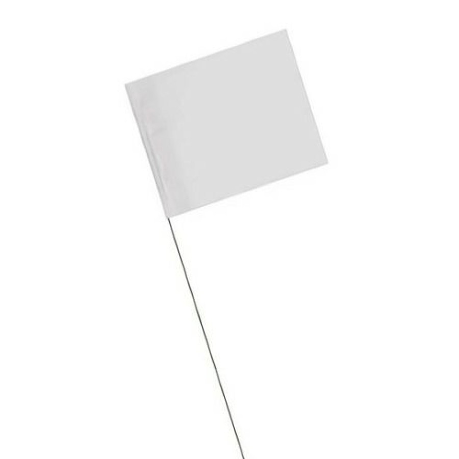 Hardware * | Blackburn Vinyl Flag With 30 In Wire Staff, White, 25-Pack, 450W, 4 In X 5 In