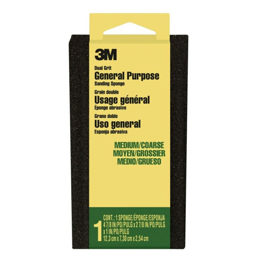 Sandpaper & Abrasives * | 3M Large Area Sanding Sponge, 2-7/8 In X 4-7/8 In X 1 In, Medium / Course Grit, 20908-100