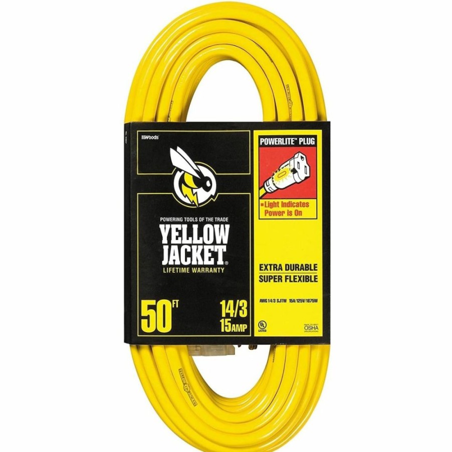 Paints & Stains * | Yellow Jacket Heavy-Duty Premium Contractor Extension Cord With Lighted End, 2887, Yellow, 50 Ft