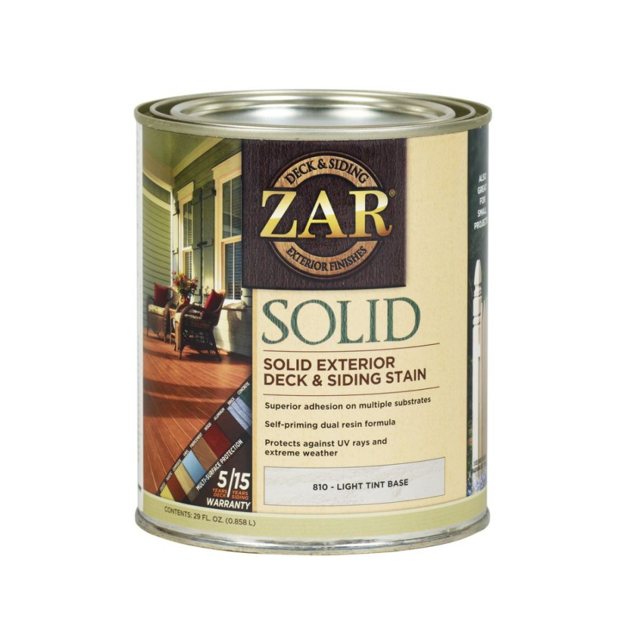 Paints & Stains * | Zar Deck & Siding Solid Color Stain, Light Tint Base, 81012, 29 Oz