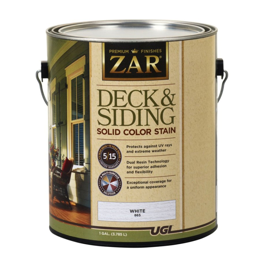 Paints & Stains * | Zar Deck & Siding Solid Color Stain, 86513, White, 1 Gallon