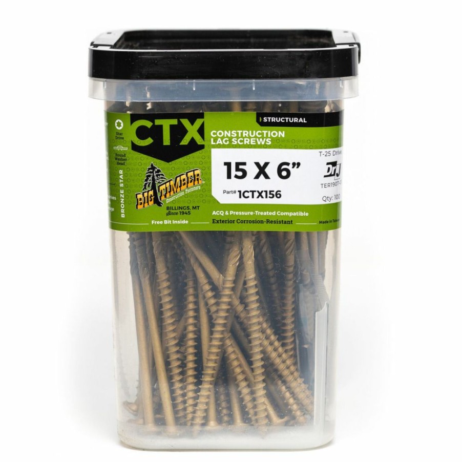 Hardware * | Big Timber Bronze T-30 Lag Screw, 100-Count Bucket, Ctx156-100, #15 X 6 In