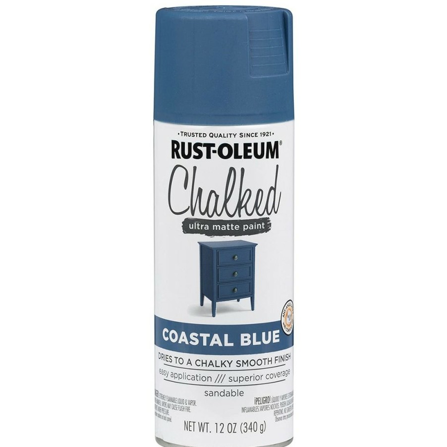 Paints & Stains * | Rust-Oleum Chalked Ultra Matte Paint Spray Can, 302598, Coastal Blue, 12 Oz