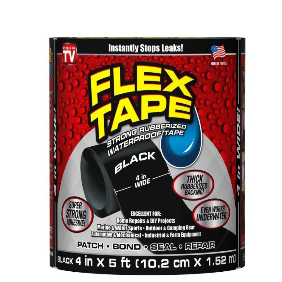 Tape & Adhesive * | Flex Tape Rubberized Waterproof Tape, Black, Us288Blk0405, 5 Ft X 4 In