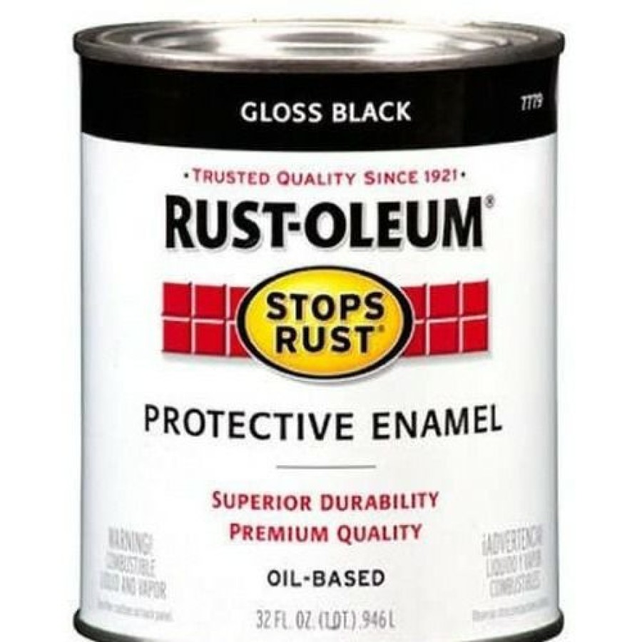 Paints & Stains * | Rust-Oleum Stops Rust Oil-Based Protective Enamel, 7779504, Gloss Black, 1 Quart