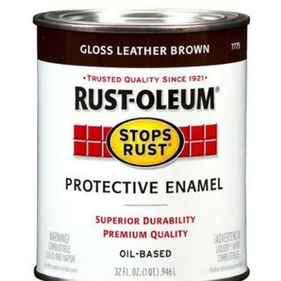 Paints & Stains * | Rust-Oleum Stops Rust Oil-Based Protective Enamel, 7775502, Gloss Leather Brown, 1 Quart