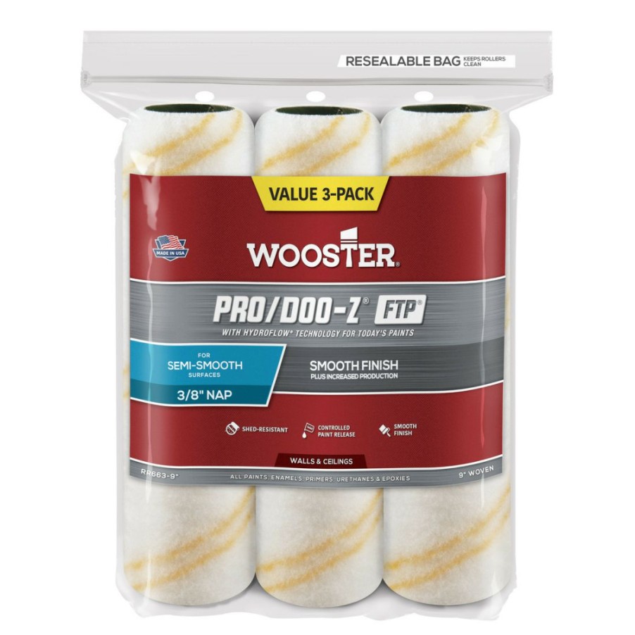 Paints & Stains * | Wooster Pro/Doo-Z Ftp 3/8 Inch Roller, 3-Pack, Rr663 9