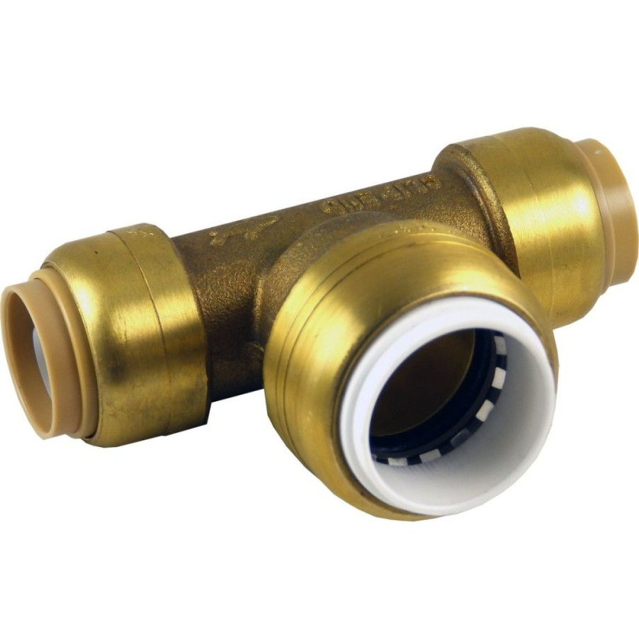 Plumbing * | Sharkbite Push-To-Connect Brass Transition Slip Tee, 1/2 In, Cts X Cts X Pvc, Uip363A