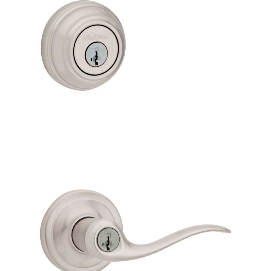 Hardware * | Kwikset 991 Tustin Entry Lever Single Cylinder Deadbolt Combo With Smartkey, 99910-040, Satin Nickel