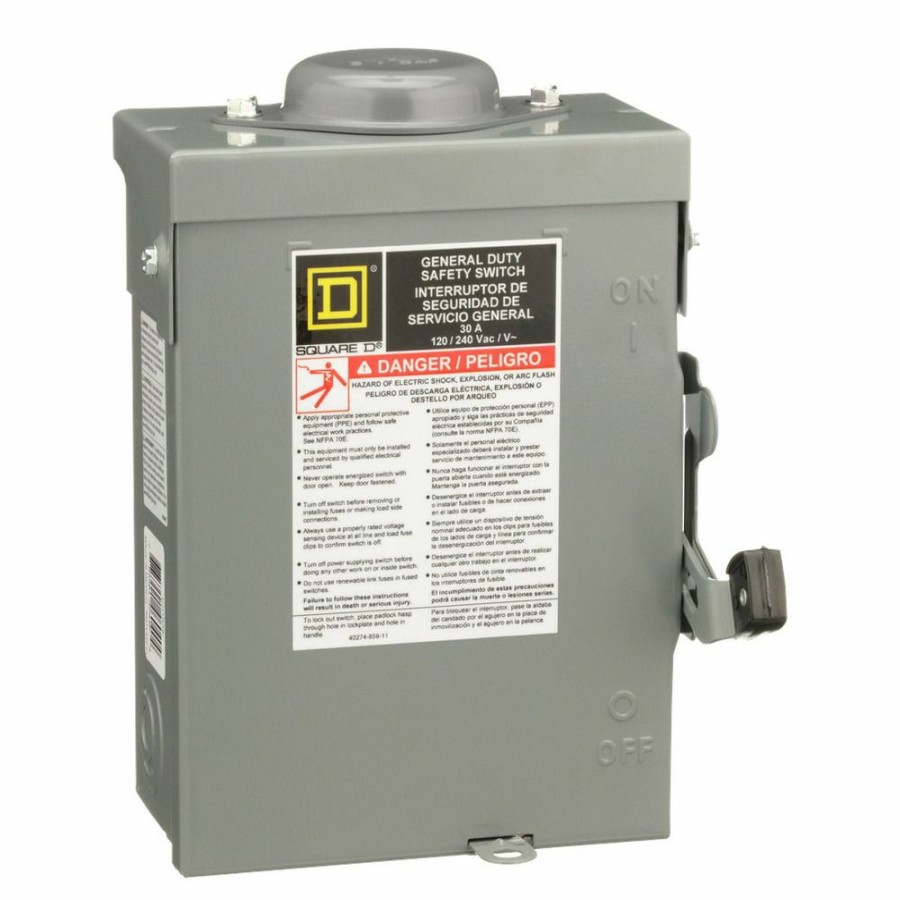 Paints & Stains * | Square D General Duty Fusible Safety Switch 2-Pole , 30A, 120V, D211Nrbcp