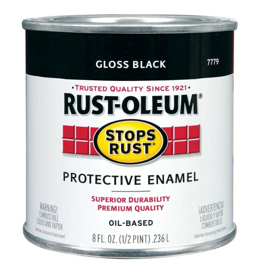 Paints & Stains * | Rust-Oleum Stops Rust Oil-Based Protective Enamel, 213659, Gloss Black, 1/2 Pint