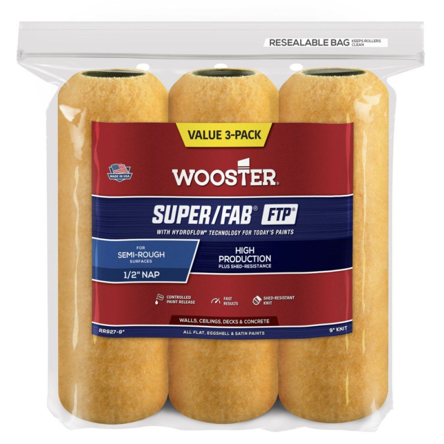 Paints & Stains * | Wooster Super/Fab Ftp 1/2 Inch Roller, 3-Pack, Rr927-9