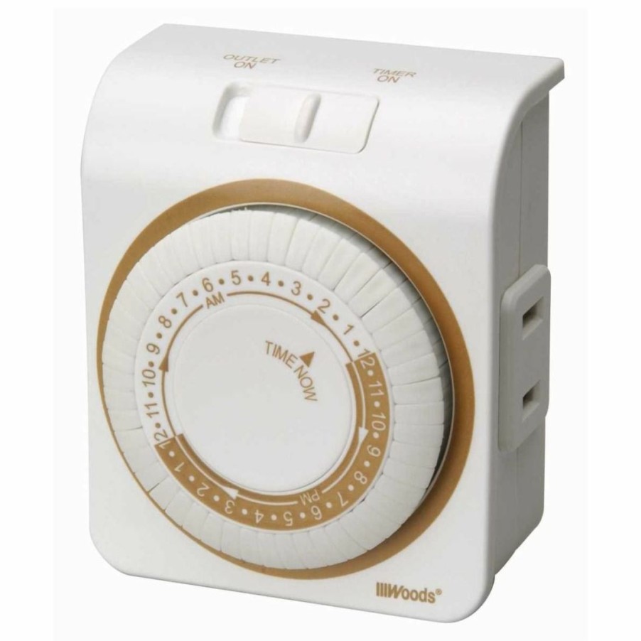 Paints & Stains * | Woods Indoor Mechanical 24-Hour Lamp Timer, 1 Polarized Outlet, White, 150000