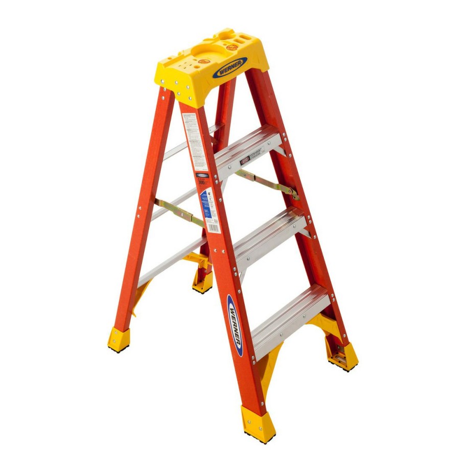 Sandpaper & Abrasives * | Werner Type Ia Fiberglass Step Ladder, 6204, 4 Ft