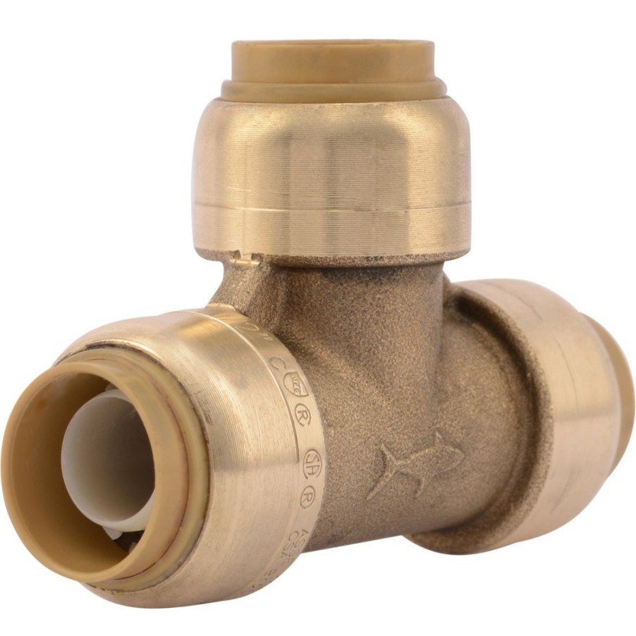 Plumbing * | Sharkbite Push-To-Connect Brass Tee Fitting, 1/2 In, U362Lfa