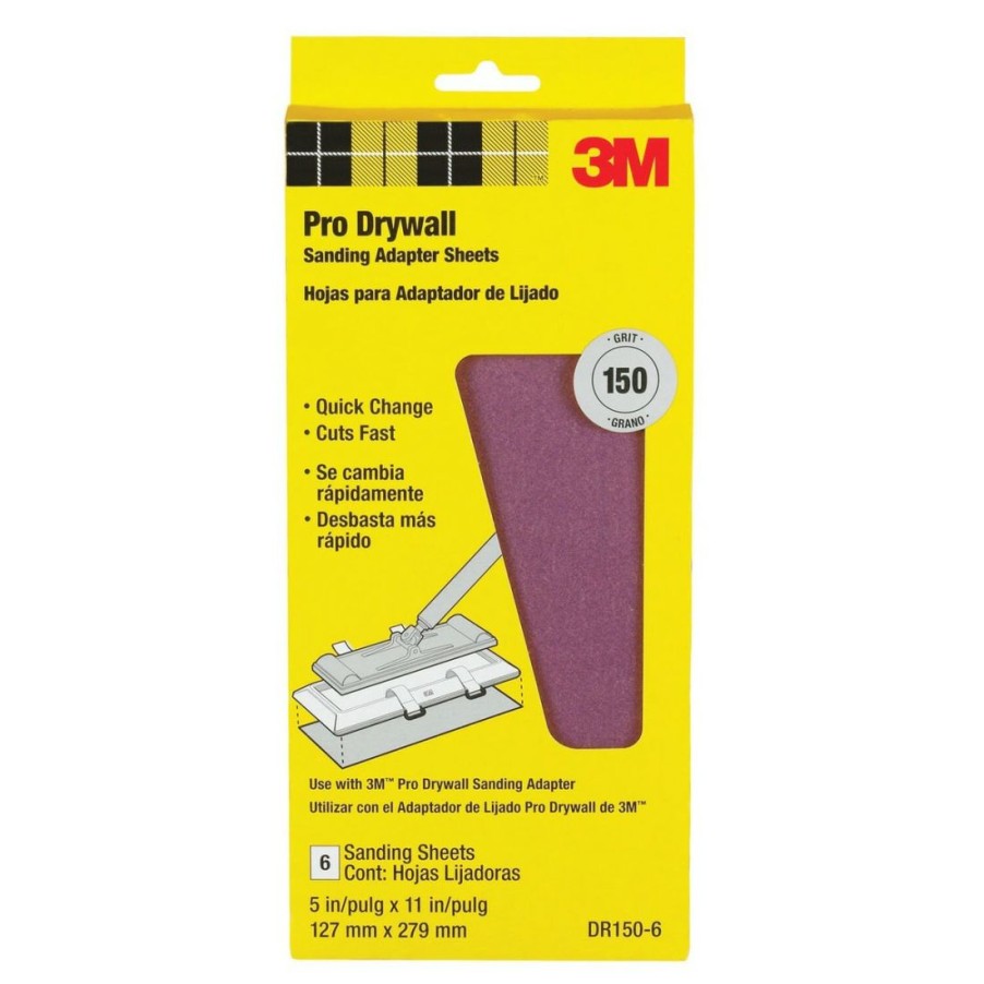 Sandpaper & Abrasives * | 3M Pro Drywall Sanding Adapter Sheets 150 Grit, 10-Pack, Dr150-10, 10.5 In X 11 In