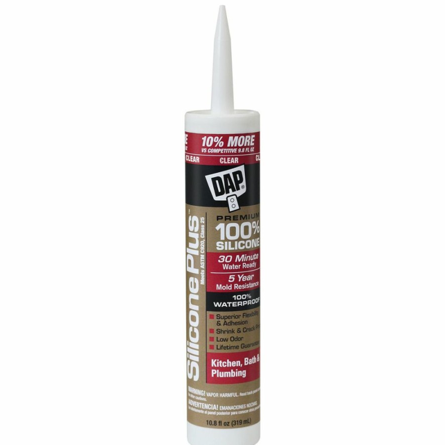 Tape & Adhesive * | Dap Silicone Plus Kitchen, Bath & Plumbing Sealant, 7079808781, Clear, 10.8 Oz