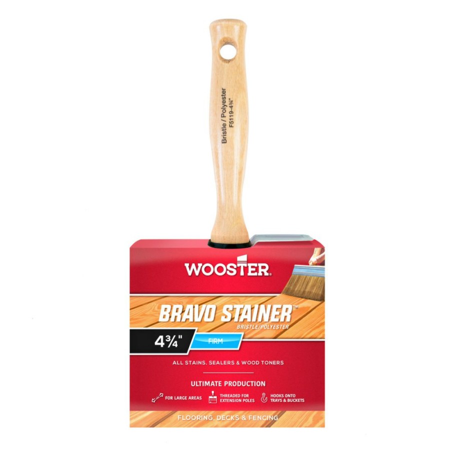 Paints & Stains * | Wooster Bravo Stainer Bristle/Polyester Paint Brush, 4-3/4 Inch, F5119-4 3/4