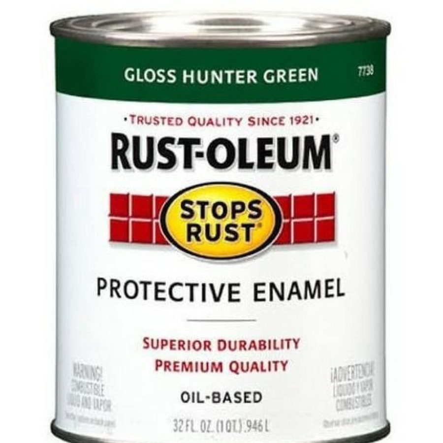 Paints & Stains * | Rust-Oleum Stops Rust Oil-Based Protective Enamel, 7738502, Hunter Green, 1 Quart