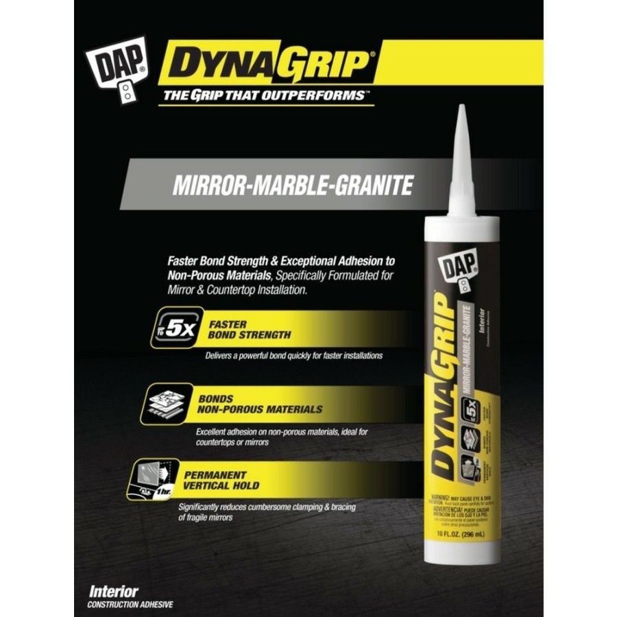 Tape & Adhesive * | Dap Dynagrip Mirror, Marble & Granite Construction Adhesive, 7079827522, White, 9 Oz