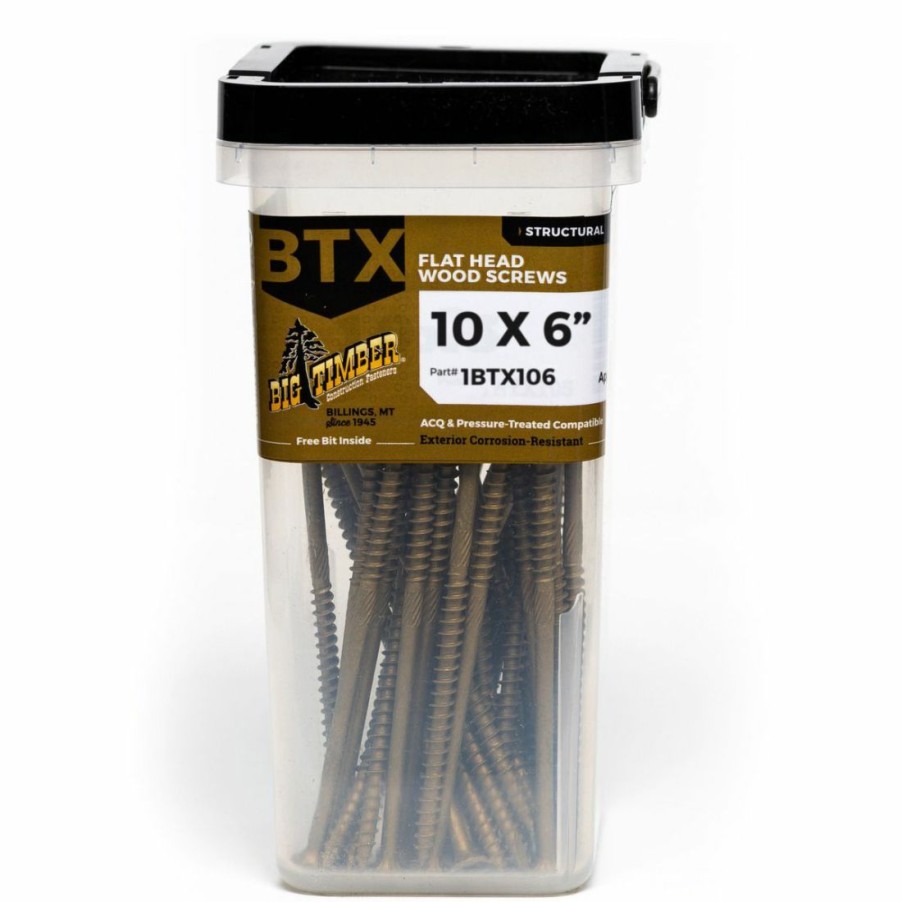 Hardware * | Big Timber Bronze T-25 Flat Head Wood Screw, 33-Count Bucket, 1Btx106, #10 X 6 In