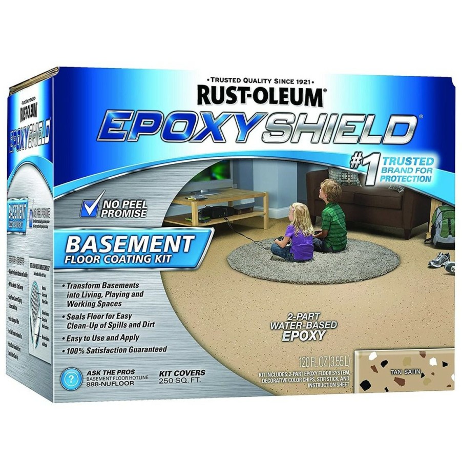 Paints & Stains * | Rust-Oleum Epoxy Basement Floor Tan, 120 Oz, 203008, Tan Satin