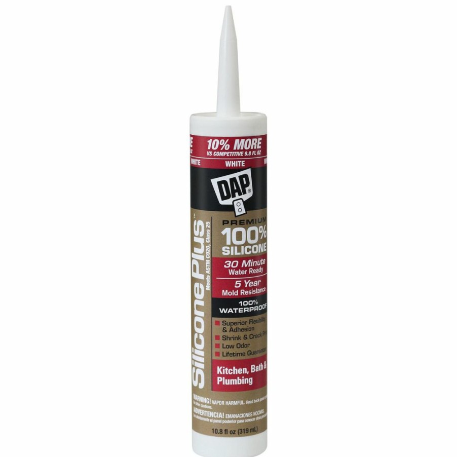 Tape & Adhesive * | Dap Silicone Plus Kitchen, Bath & Plumbing Sealant, 7079808770, White, 10.8 Oz