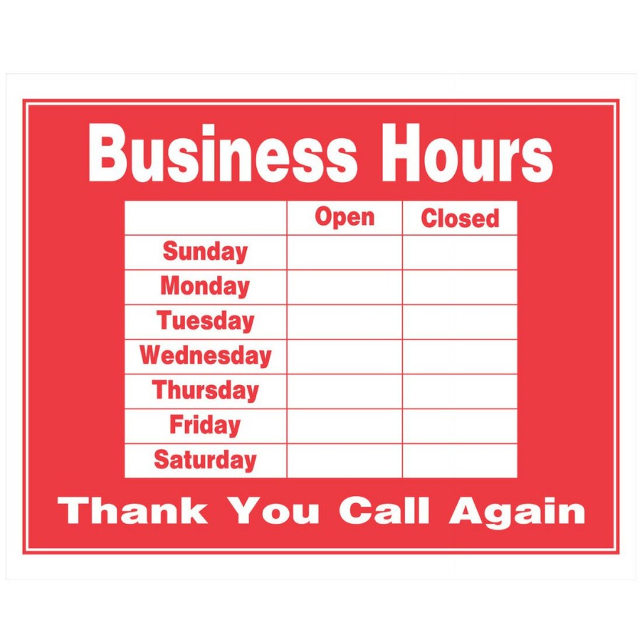 Hardware * | Hillman Business Hours Sign, 840024, 15 In X 19 In