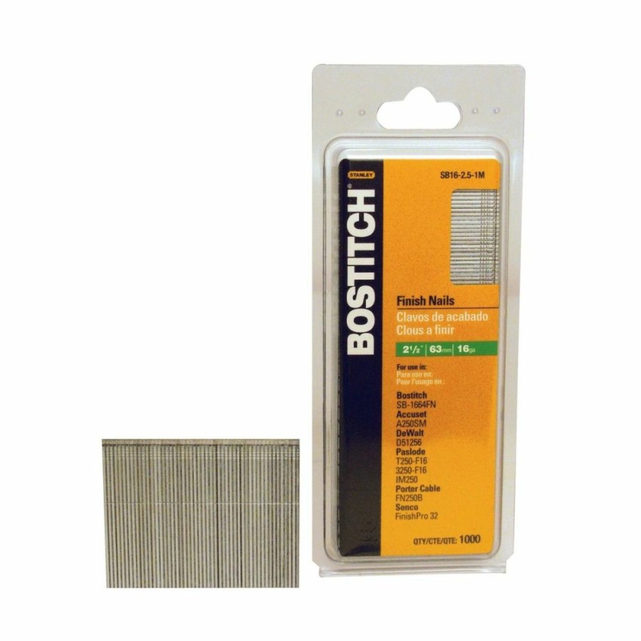 Hardware * | Bostitch Finish Nail, 16-Gauge, 2-1/2 In, Sb16-2.5-1M